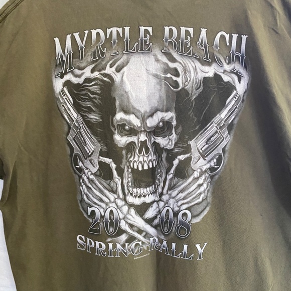 Myrtle Beach 2008 Spring Rally Army Green TENNESEE RIVER Tee Mens XL Gray Skull - Picture 1 of 10